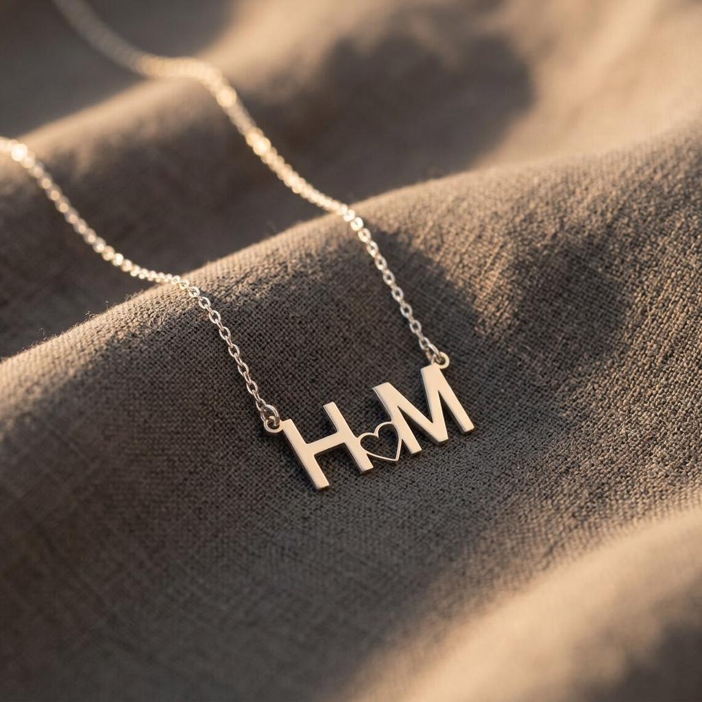 14K Gold Initial with Heart Necklace, Custom Initial Necklace, Necklaces for Women, Anniversary Necklace, Necklace Gift for Mom Grandma