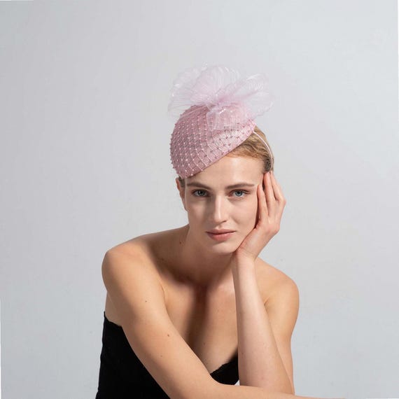 Delicate Blush Pink Fascinator Headband Quiz Blush Pink Diamante Flower Headband Fascinator  main image 3