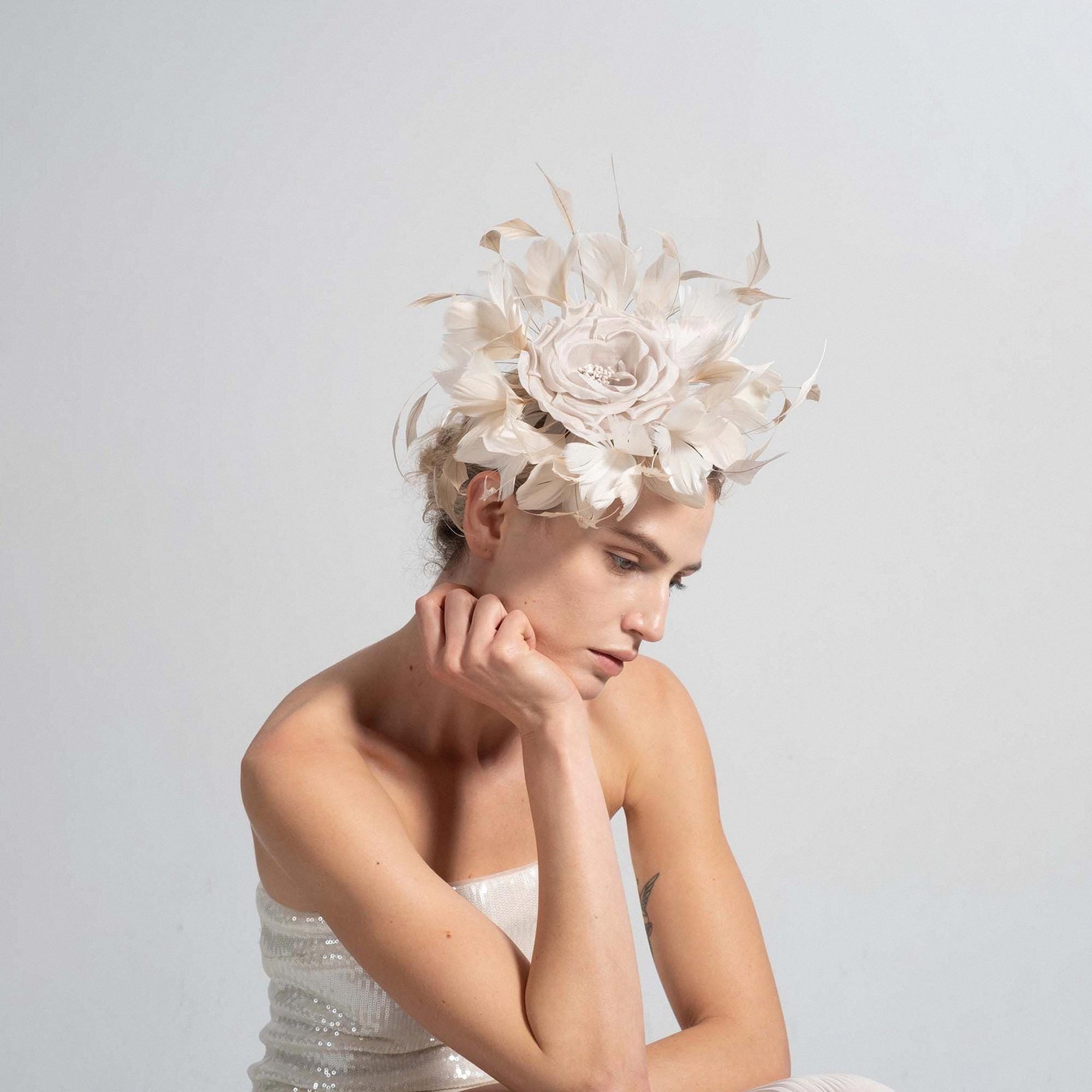 Feather Fascinator Cream - Etsy