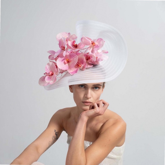 Pink & White Flower Fascinator Hatinator,Wedding Hair Accessory for Races, Tea Party