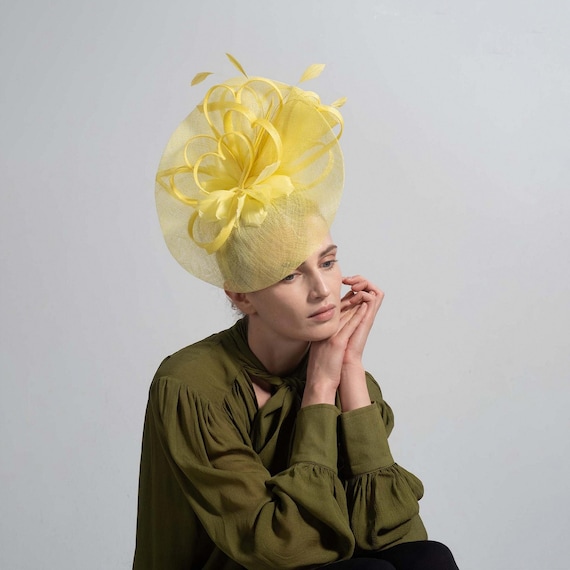 Yellow Feather Flower Fascinator Hatinator,wedding Hair  display picture 1