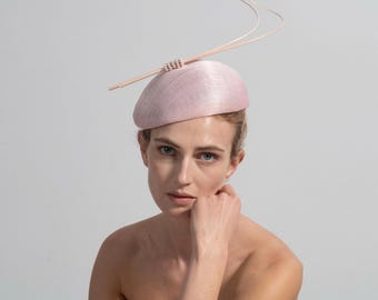 Pale Pink Disc Fascinator Hat, Wedding Hair Accessory for Races,Tea Party & Formal Events