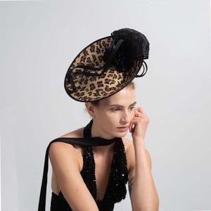 Leopard Print Fascinator Hatinator,Wedding Hair Accessory for Races,Cocktail & Tea Party
