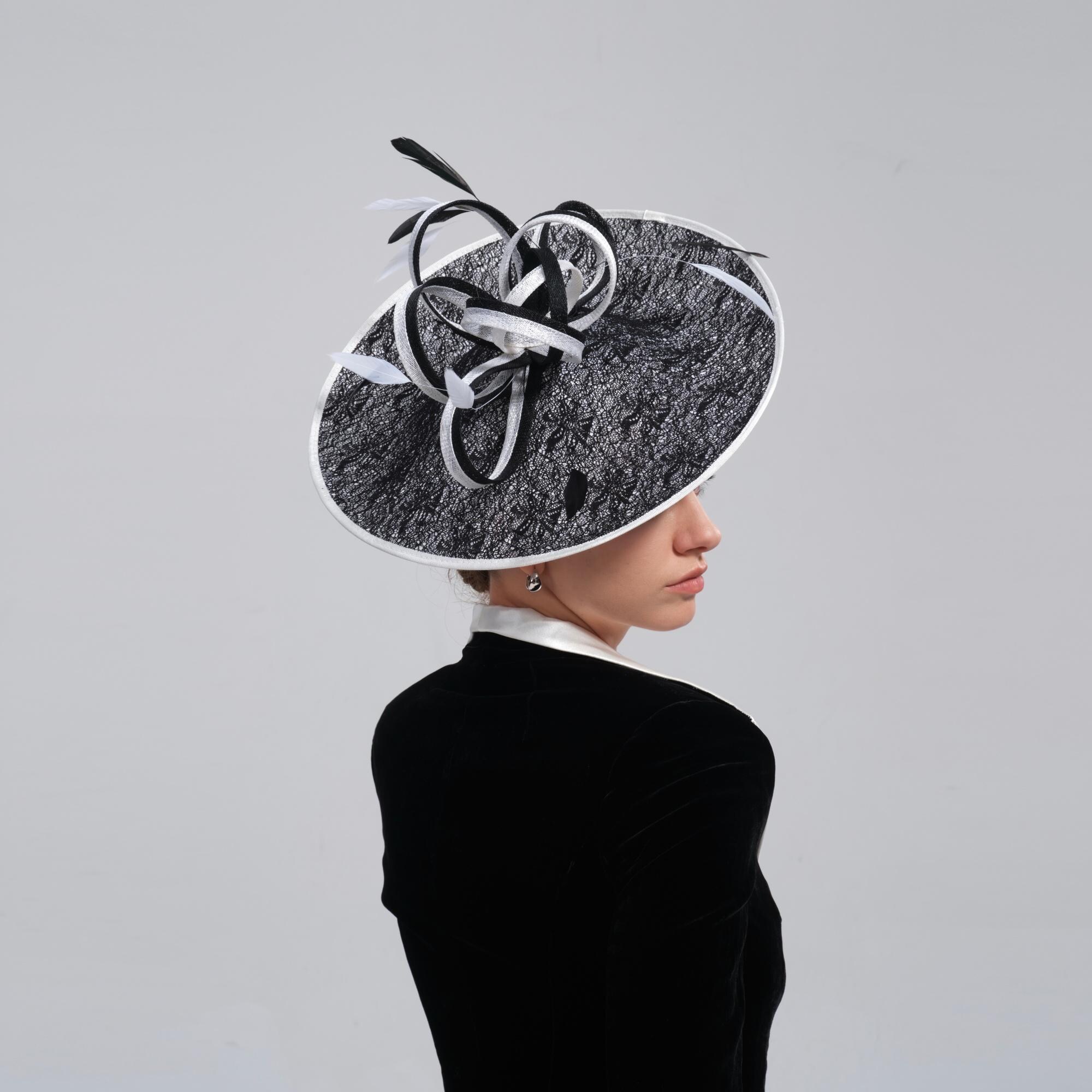 Black White Bow Fascinator Hatinator, Elegant Wedding Headband for…