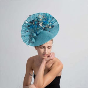 Elegant Teal Fascinator with Floral Accents Elegant Teal Women\ main image 2