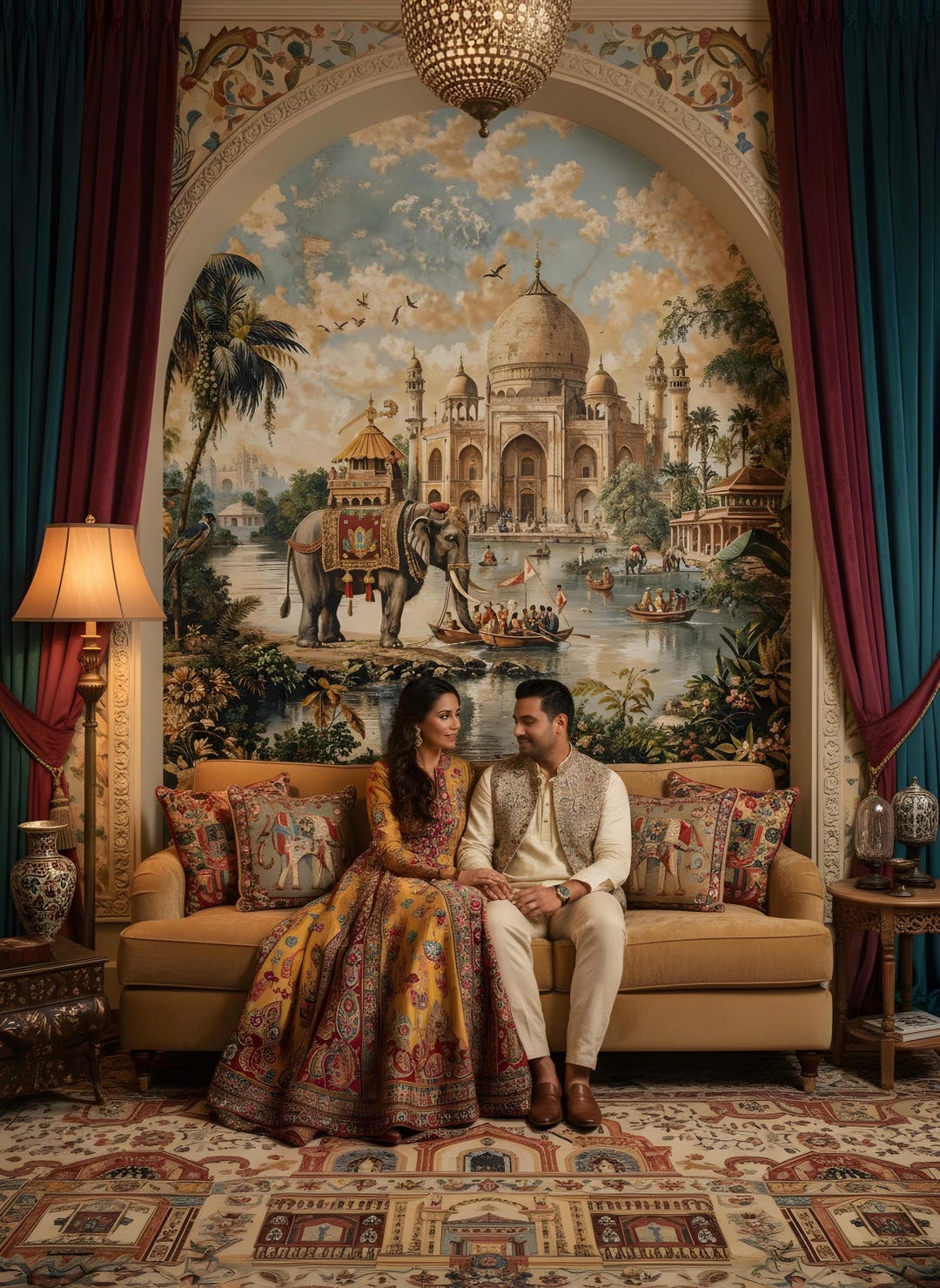 Indian Wallpaper Palace Mural Mughal Peel Stick Elephant Wall Paper Taj ...