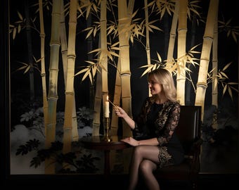 Donker bamboe behang luxe gele Aziatische muurschildering Oosters bos behang Peel Stick verwijderbaar