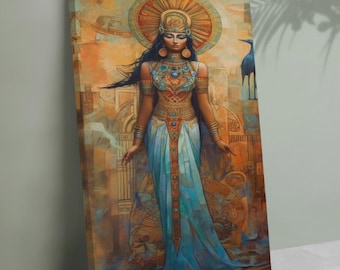 Sekhmet Egyptian Goddess Canvas Art – Ancient Egypt Wall Art, Divine Feminine Power Decor, Mythology Print, Spiritual Home Decor
