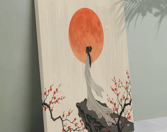 Cuadro de la Diosa Lunar Xiwangmu, decoración de pared de mitología china, arte mural zen asiático, lámina minimalista de la diosa oriental, regalo de la Divina Feminidad