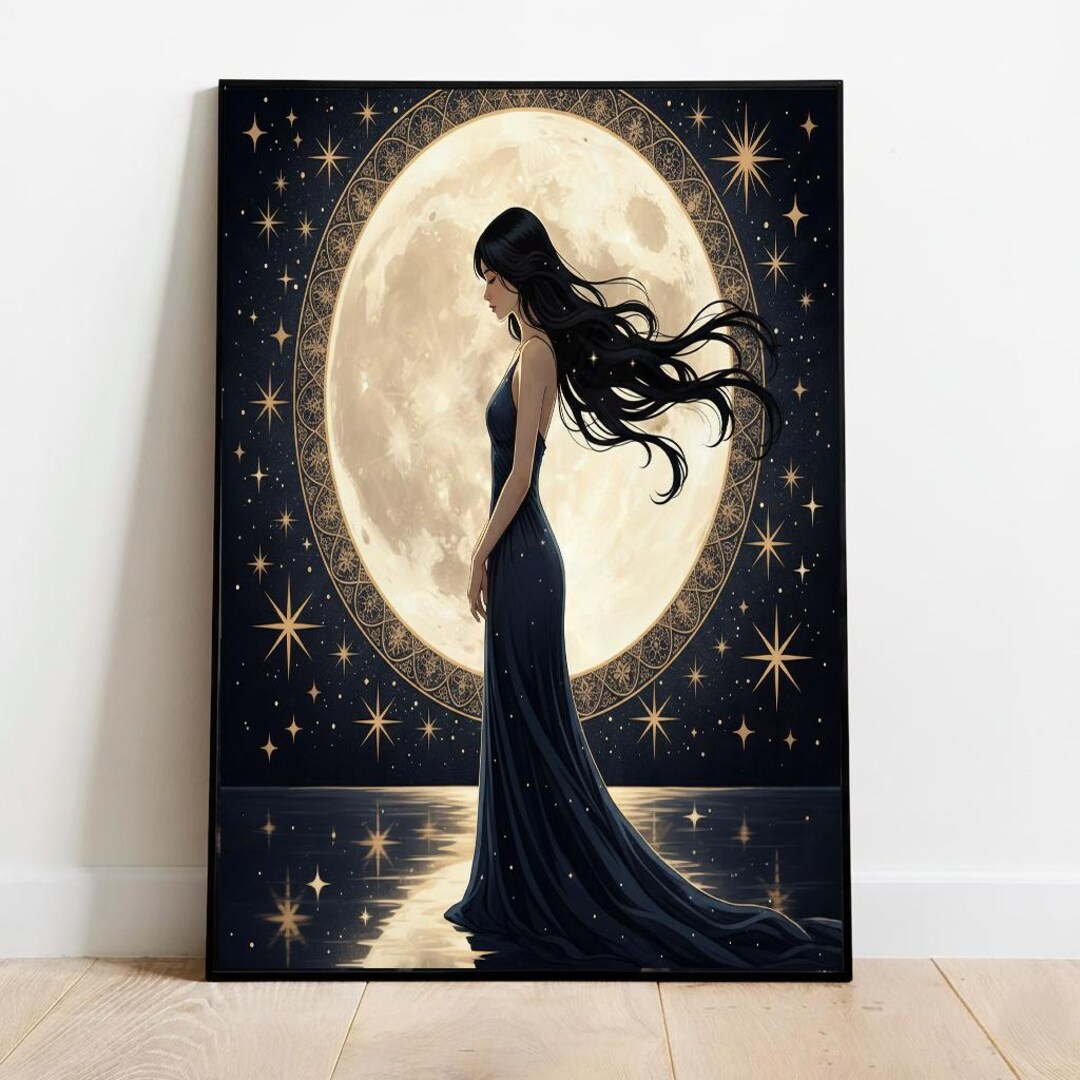 Goddess of Peace Wall Art, Divine Feminine Poster, Moon Goddess Art ...