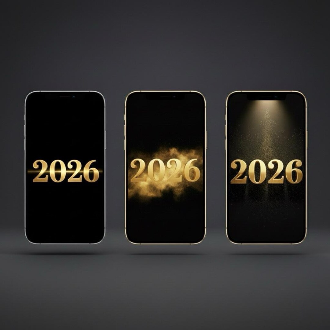 2026 Gold New Year Wallpaper Pack – Luxury Minimalist iPhone