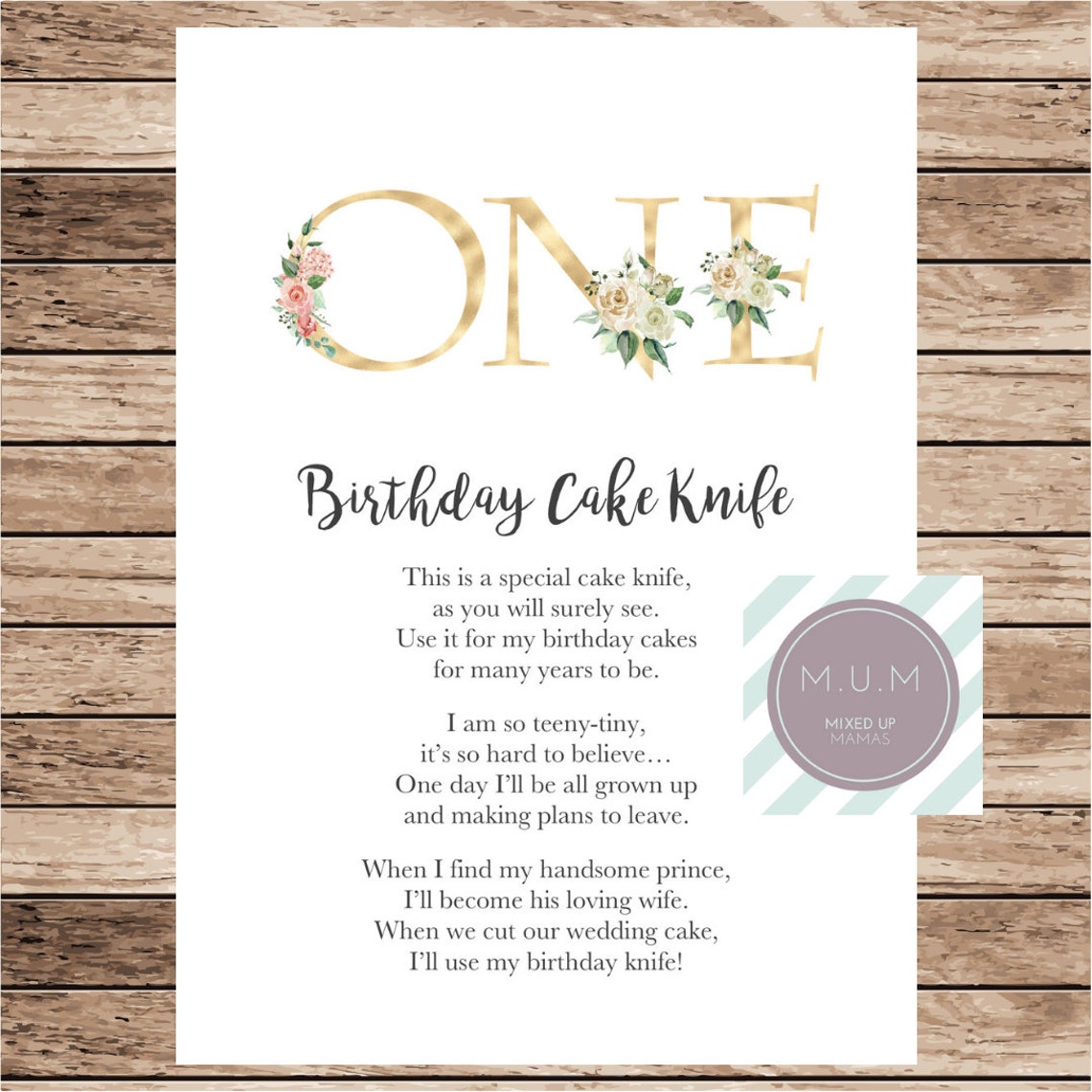 Birthday Cake Knife Poem First Birthday Gift Cake Cutter Etsy