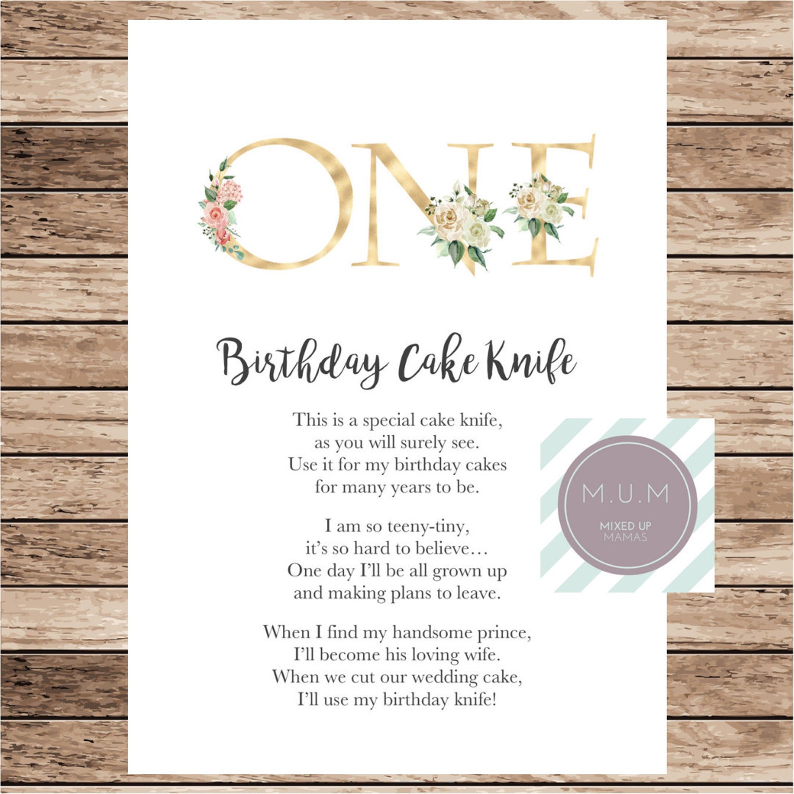 Birthday Cake Knife Poem First Birthday Gift Cake Cutter Etsy