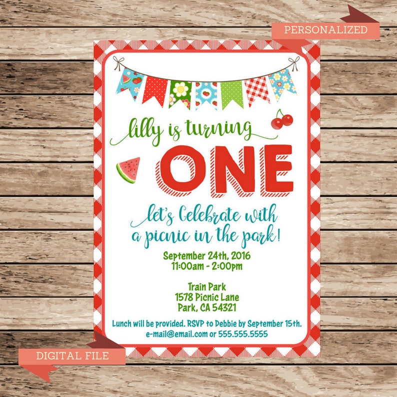 Picnic in the Park Invitation Picnic Birthday Invitation | Etsy