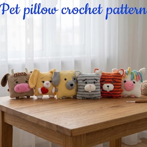 Virkmönster för 12 husdjurskuddar i PDF-format – steg-för-steg-handledning, digital nedladdning
