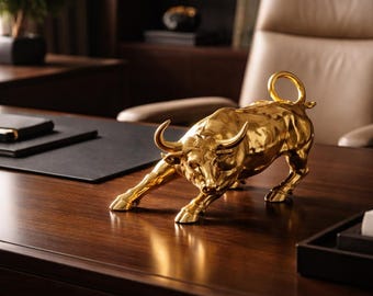 Estatua de toro dorado cargando, cobre puro, decoración de Wall Street