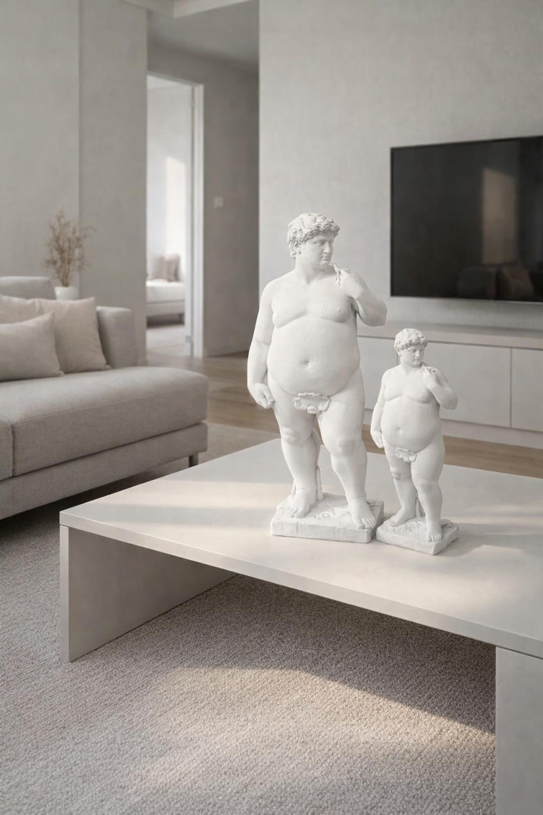Creative Fat David Sculpture, Abstract Resin Human Statue for Home or ...