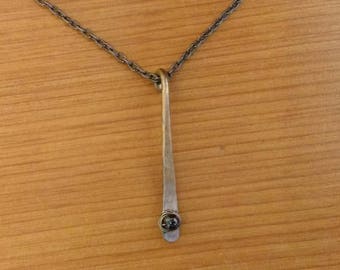Hammered Copper and Carnelin Pendant