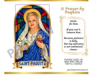 Saint Paquita La del Barrio, English version, Celebrity Prayer Candle, 8in Unscented White Candle