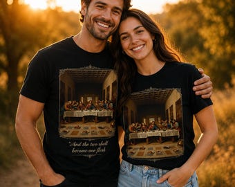 Last Supper T-Shirt | Black Cotton Christian Tee, Religious Faith Bridal Shower, Biblical Verse Gift