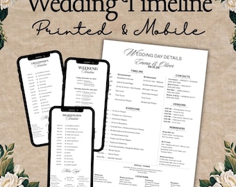 Wedding Day Timeline Template, Editable Canva Wedding Schedule, Bridal Party Timeline, Mobile Wedding Itinerary, Wedding Weekend Template