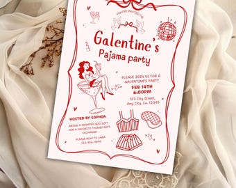 Galentine's Pajama Party Invitation, Girls Night In (Printable Digital Download