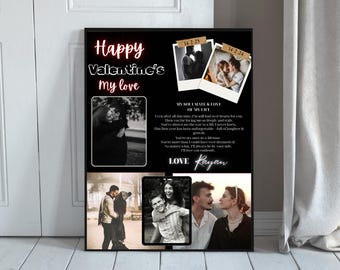 Personalized Couple Photo Poster | Custom Collage Canva | Valentines Birthday Gift