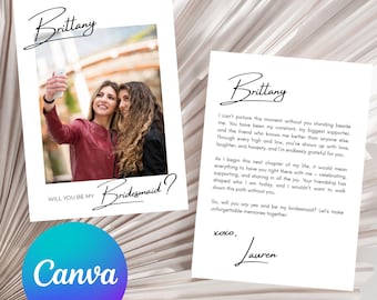Bridesmaid Proposal Card Template | Will You Be My Maid of Honor | Bridal Party Canva