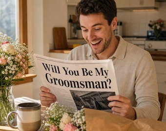 Groomsmen Newspaper Template | Will You Be My Groomsman Canva, Man of Honor Download