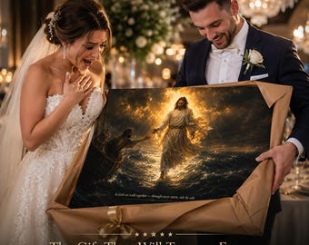 Jesus Walking on Water Canvas Christian Wedding Gift Religious Wall Art