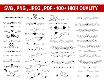 Text Dividers SVG Bundle | Flourishes Cricut Clipart | Wedding Borders 100+ Designs