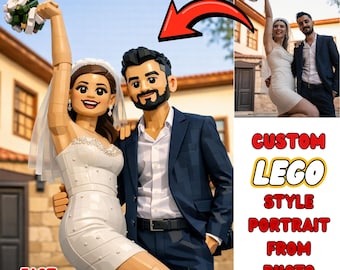 Custom Lego Portrait | Personalized Couple Brick Art | Valentines Anniversary Digital Download