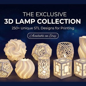 Pacchetto di oltre 250 file STL per lampade, design di lampade moderne stampabili in 3D, download digitale, stampa in 3D di decorazioni per la casa moderne, file STL per lampade con accesso immediato a vita