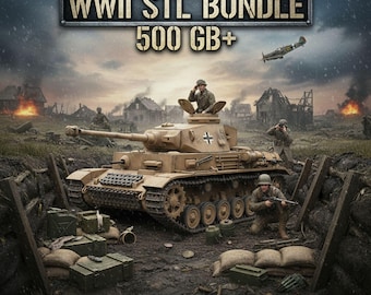 WW2 500GB+ STL Bundle,  WWII 3D Print Models Pack, Tanks, Soldiers, Weapons, Planes & Military Vehicles, Mega Collection Lifetime Access