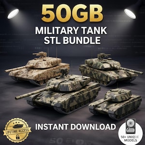 Modelos de impresión 3D de vehículos tanque militares de 50 GB, vehículos de guerra, archivos de impresión 3D, armas y accesorios, colección de modelos 3D, paquete STL, descarga digital