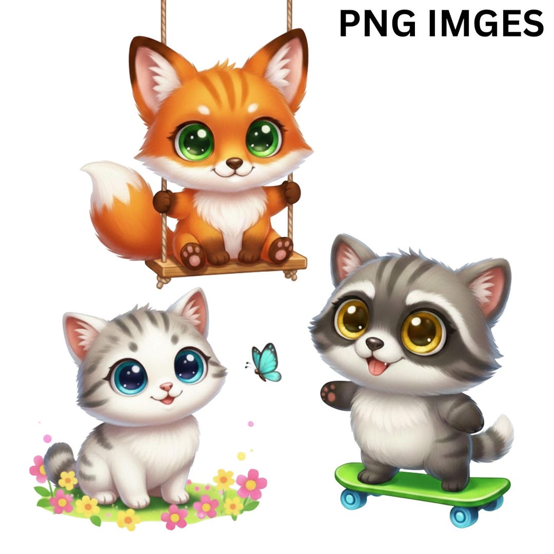 10 Cute Baby Cat Clipart PNG, Puppy With Bow & Toys, Watercolor Nursery ...