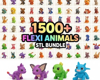 1500+ Mini Articulated Animals STL Bundle,  STL and 3MF 3D Print Files, Articulated 3D Models, Kids Toys Flexi Bundle, 3D Printing STL