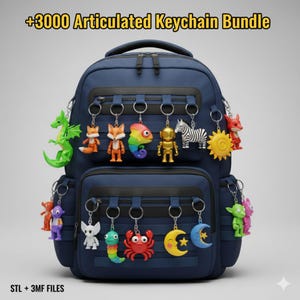 3000+ gelede sleutelhanger STL.3MF-bundel, 3D-printen STL, dieren en speelgoed 3D-printbestanden direct downloaden, enorme Flexi-collectie