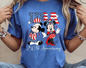Mickey Minnie 250th Anniversary USA Flag Shirt, Independence Day Tee,  4th Of July Shirt, 250th America Anniversary Tee