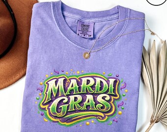 Comfort Colors® Retro Mardi Gras Shirt, Louisiana Festival Tee, Mardi Gras Party Outfit, Mardi Carnival T-Shirts