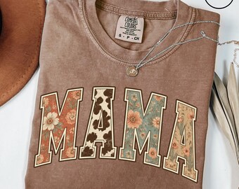 Western Mama Shirt Comfort Colors® Vintage Mama Shirt Mom Graphic Tees Country Mom Shirt Trendy Mom Tshirt New Mom Gift for Mom Cowboy Shirt