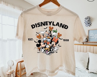 Retro Disneyland 1928 Halloween Comfort Colors Boxy Shirt, Disney Halloween Party Tee, Mickey And Friends Halloween, Disney Halloween Shirt