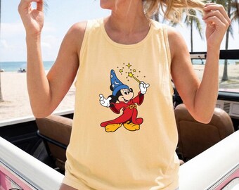 Disney Fantasia Mickey Sorcerer Comfort Colors Tank Top, Fantasia Mickey Shirt, Disneyland Tank Top