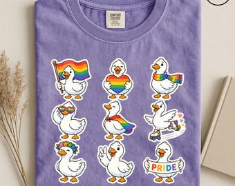 Pride Geese Comfort Colors Shirt, Funny LGBTQ Goose Tee, Gay Pride Animal Shirt, Pride Month Graphic Tee, Cute Pride Gift for Her