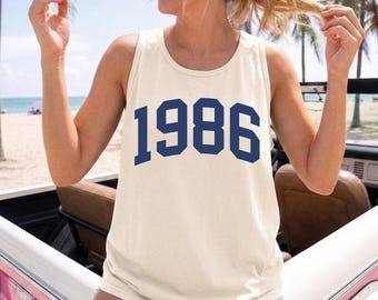 Custom 40th Birthday Comfort Colors Tank Top, 1986 Birthday Shirt, Personalized Year Tee, Vintage Year Tank Top, Forty Birthday Gifts