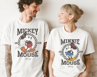 Comfort Colors®Vintage Mickey Minnie Shirt, Disney Mickey Minnie 1928 T-Shirt, Retro Mickey Shirt, Disney Trip, Checkered Mickey Shirt