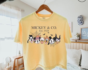 Retro Mickey & Co 1928 Halloween Comfort Colors Boxy Shirt, Halloween Party Trip Shirt,Mickey And Friends Halloweens, Disney Halloween Shirt
