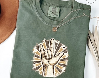 Comfort Colors ASL Love Hand Sign Shirt, Valentines shirt, Love Hand Sign Graphic, Sign Language Shirt