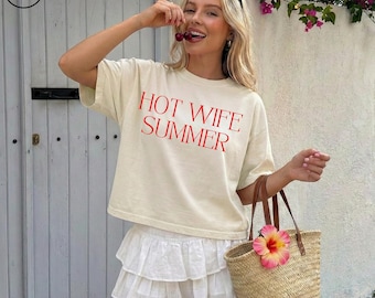Hot Wife Summer Comfort Colors Boxy Tee, Newlywed Bachelorette Honeymoon Bride Era, Bachelorette Party Tee, Bride Era