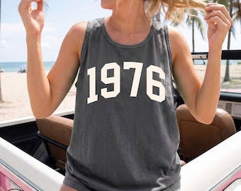 Custom 50th Birthday Comfort Colors Tank Top, 1976 Birthday Shirt, Personalized Year Tee, Vintage Year Tank Top, Fifty Birthday Gifts
